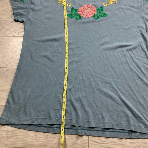 Wildfox Couture Oversized Indigo Rose Embroidered T-Shirt Dress in Vision Blue - Picture 10 of 11